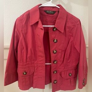 Eddie Bauer Red Utility Jacket with Buttons Petite